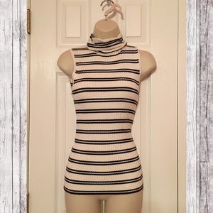 Express Black & White Striped Turtleneck